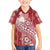 Tonga Kupesi Ngatu Family Matching Off The Shoulder Long Sleeve Dress and Hawaiian Shirt Vintage Red Plumeria