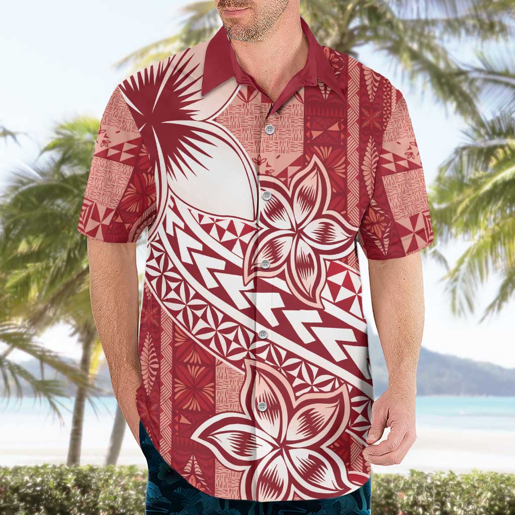 Tonga Kupesi Ngatu Hawaiian Shirt Vintage Red Plumeria LT05 - Polynesian Pride
