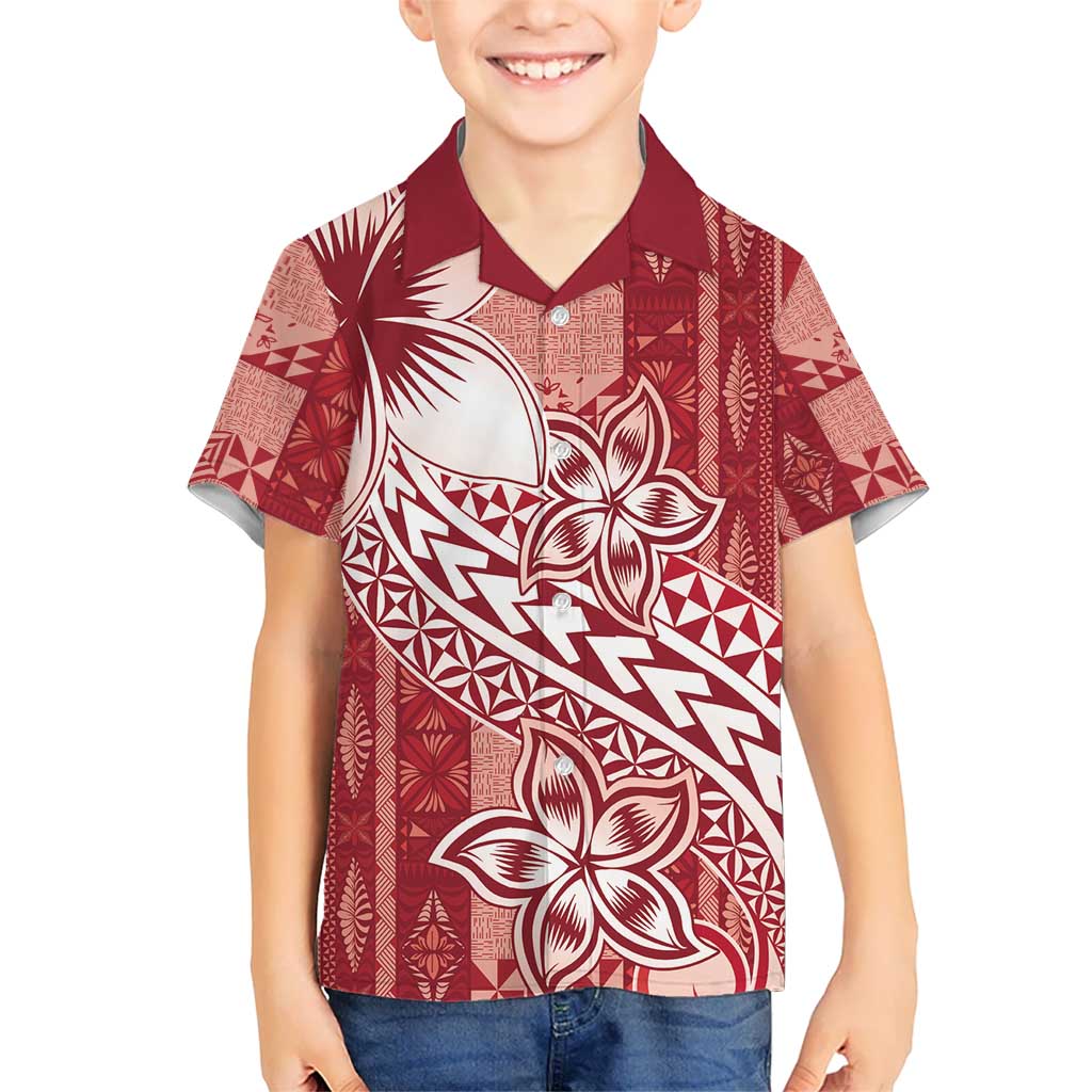 Tonga Kupesi Ngatu Hawaiian Shirt Vintage Red Plumeria LT05 - Polynesian Pride