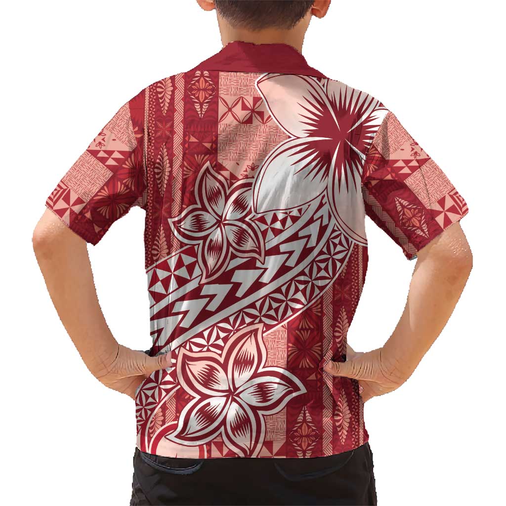 Tonga Kupesi Ngatu Hawaiian Shirt Vintage Red Plumeria LT05 - Polynesian Pride
