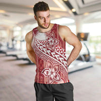 Tonga Kupesi Ngatu Men Tank Top Vintage Red Plumeria LT05 Red - Polynesian Pride