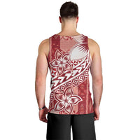 Tonga Kupesi Ngatu Men Tank Top Vintage Red Plumeria LT05 - Polynesian Pride