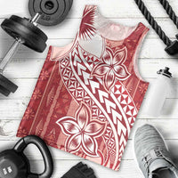 Tonga Kupesi Ngatu Men Tank Top Vintage Red Plumeria LT05 - Polynesian Pride