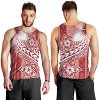 Tonga Kupesi Ngatu Men Tank Top Vintage Red Plumeria LT05 - Polynesian Pride