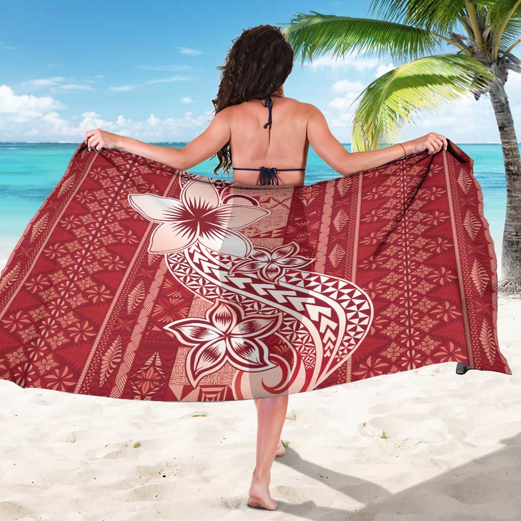 Tonga Kupesi Ngatu Sarong Vintage Red Plumeria