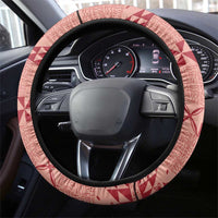 Tonga Kupesi Ngatu Steering Wheel Cover Vintage Red Plumeria LT05 - Polynesian Pride