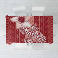 Tonga Kupesi Ngatu Tablecloth Vintage Red Plumeria LT05 Red - Polynesian Pride
