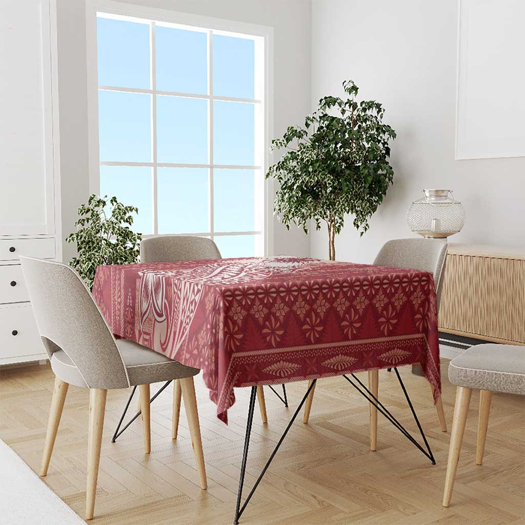 Tonga Kupesi Ngatu Tablecloth Vintage Red Plumeria LT05 - Polynesian Pride