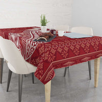 Tonga Kupesi Ngatu Tablecloth Vintage Red Plumeria LT05 - Polynesian Pride