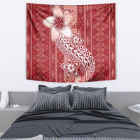 Tonga Kupesi Ngatu Tapestry Vintage Red Plumeria