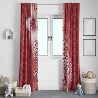 Tonga Kupesi Ngatu Window Curtain Vintage Red Plumeria LT05 - Polynesian Pride