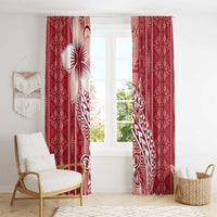 Tonga Kupesi Ngatu Window Curtain Vintage Red Plumeria LT05 - Polynesian Pride