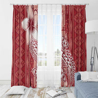 Tonga Kupesi Ngatu Window Curtain Vintage Red Plumeria LT05 - Polynesian Pride