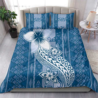 Tonga Kupesi Ngatu Bedding Set Vintage Blue Plumeria