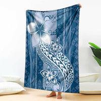 Tonga Kupesi Ngatu Blanket Vintage Blue Plumeria LT05 - Polynesian Pride
