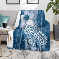 Tonga Kupesi Ngatu Blanket Vintage Blue Plumeria LT05 - Polynesian Pride