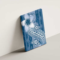 Tonga Kupesi Ngatu Canvas Wall Art Vintage Blue Plumeria LT05 - Polynesian Pride