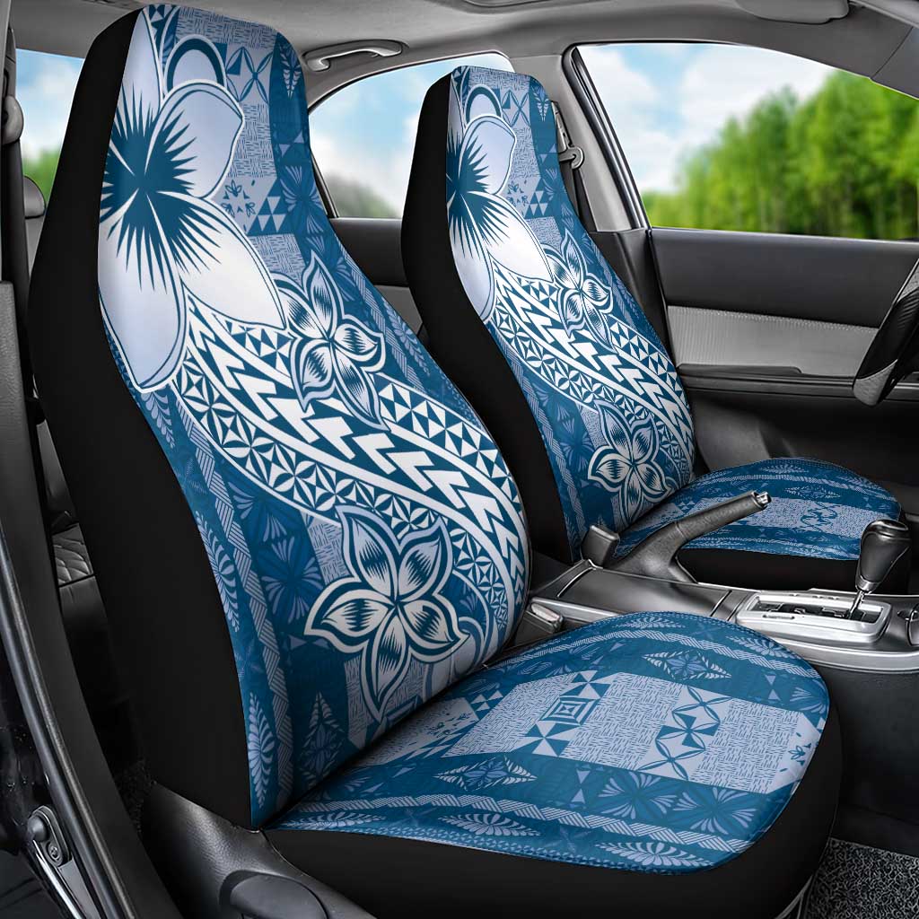Tonga Kupesi Ngatu Car Seat Cover Vintage Blue Plumeria
