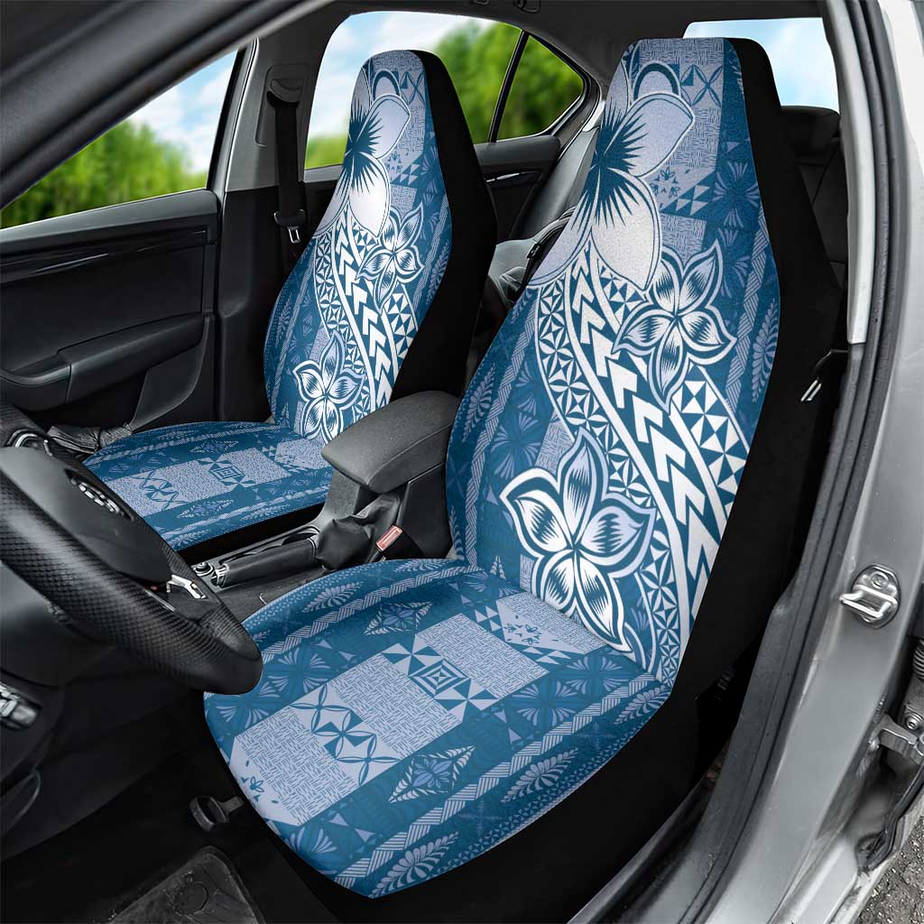 Tonga Kupesi Ngatu Car Seat Cover Vintage Blue Plumeria