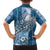 Tonga Kupesi Ngatu Family Matching Off The Shoulder Long Sleeve Dress and Hawaiian Shirt Vintage Blue Plumeria