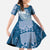 Tonga Kupesi Ngatu Family Matching Off The Shoulder Long Sleeve Dress and Hawaiian Shirt Vintage Blue Plumeria