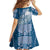 Tonga Kupesi Ngatu Family Matching Off The Shoulder Long Sleeve Dress and Hawaiian Shirt Vintage Blue Plumeria