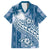 Tonga Kupesi Ngatu Family Matching Off The Shoulder Long Sleeve Dress and Hawaiian Shirt Vintage Blue Plumeria