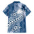 Tonga Kupesi Ngatu Family Matching Off The Shoulder Long Sleeve Dress and Hawaiian Shirt Vintage Blue Plumeria