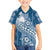 Tonga Kupesi Ngatu Family Matching Off The Shoulder Long Sleeve Dress and Hawaiian Shirt Vintage Blue Plumeria