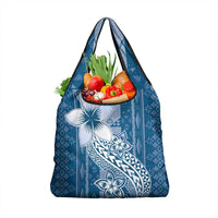 Tonga Kupesi Ngatu Grocery Bag Vintage Blue Plumeria LT05 1-pack One Size Blue - Polynesian Pride