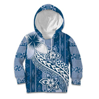 Tonga Kupesi Ngatu Kid Hoodie Vintage Blue Plumeria LT05 Hoodie Blue - Polynesian Pride