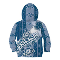 Tonga Kupesi Ngatu Kid Hoodie Vintage Blue Plumeria LT05 - Polynesian Pride