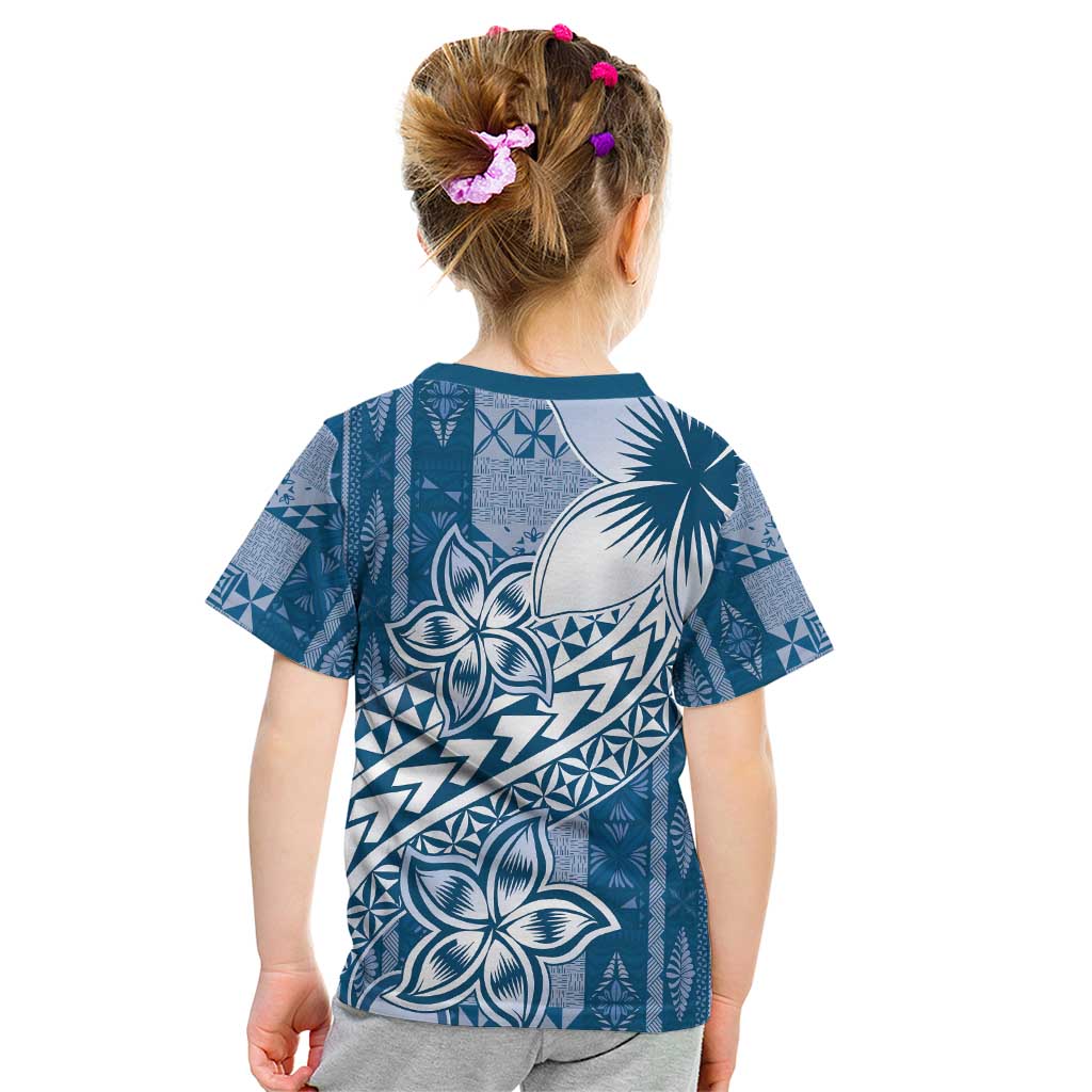 Tonga Kupesi Ngatu Kid T Shirt Vintage Blue Plumeria