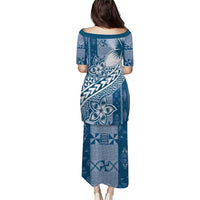 Tonga Kupesi Ngatu Puletasi Vintage Blue Plumeria