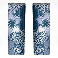 Tonga Kupesi Ngatu Skinny Tumbler Vintage Blue Plumeria