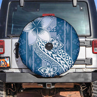 Tonga Kupesi Ngatu Spare Tire Cover Vintage Blue Plumeria