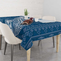 Tonga Kupesi Ngatu Tablecloth Vintage Blue Plumeria LT05 - Polynesian Pride