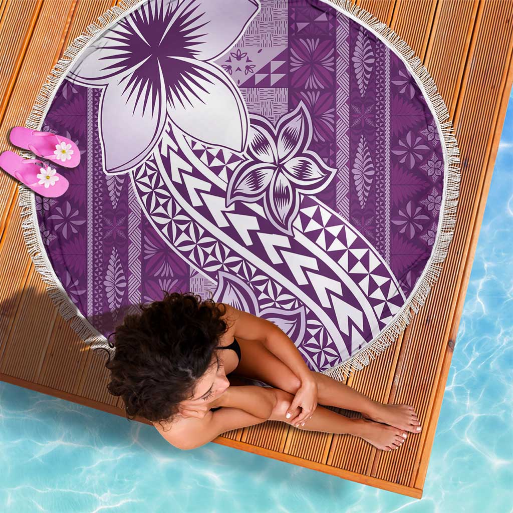 Tonga Kupesi Ngatu Beach Blanket Vintage Purple Plumeria LT05 - Polynesian Pride