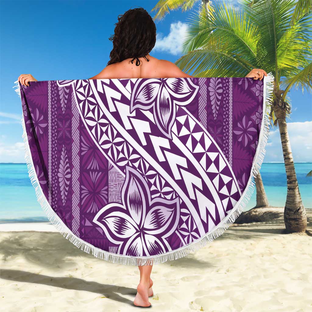 Tonga Kupesi Ngatu Beach Blanket Vintage Purple Plumeria LT05 - Polynesian Pride
