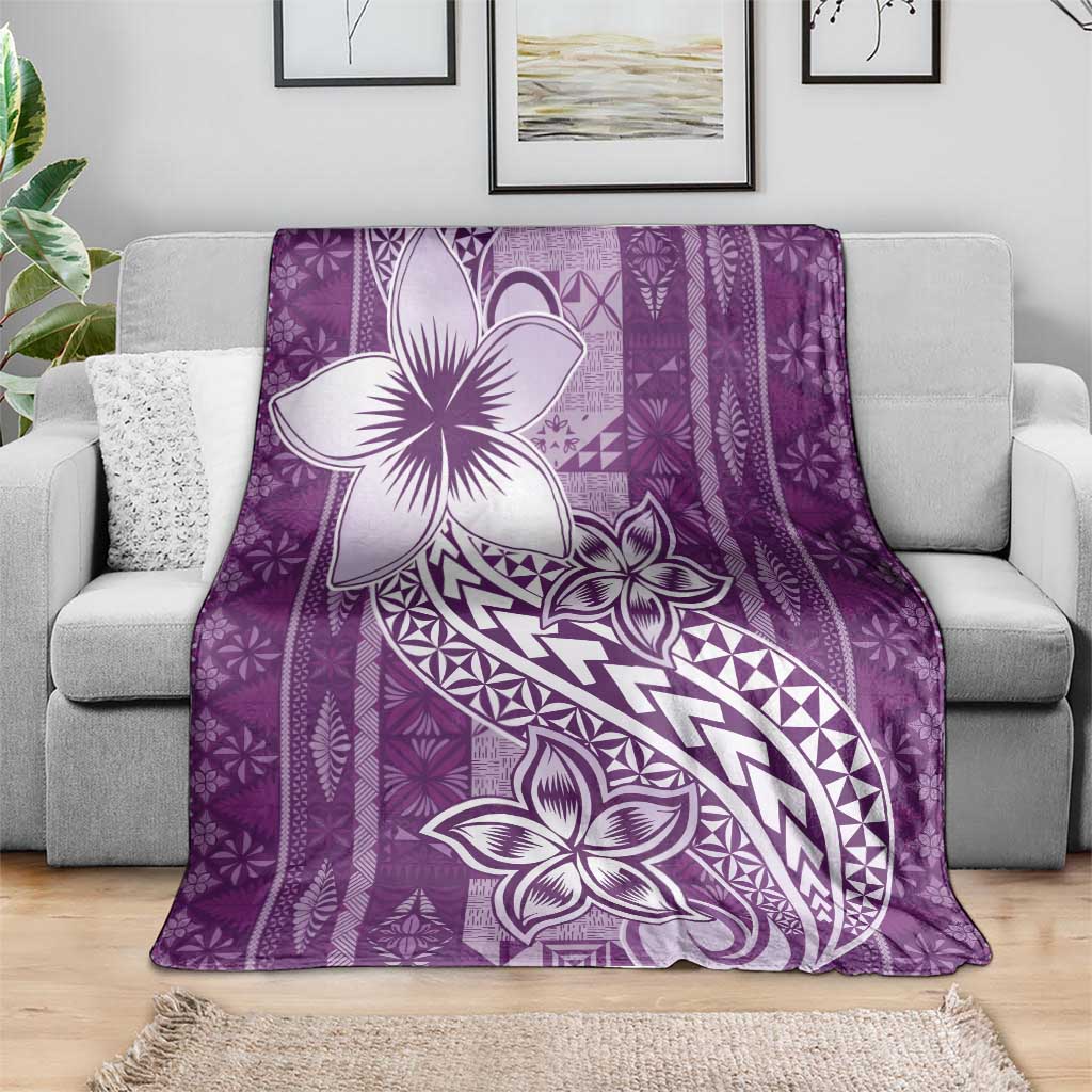Tonga Kupesi Ngatu Blanket Vintage Purple Plumeria LT05 - Polynesian Pride