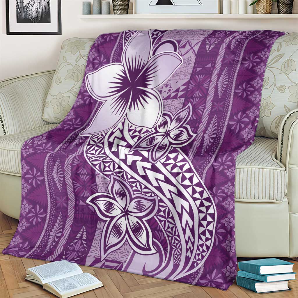 Tonga Kupesi Ngatu Blanket Vintage Purple Plumeria LT05 - Polynesian Pride