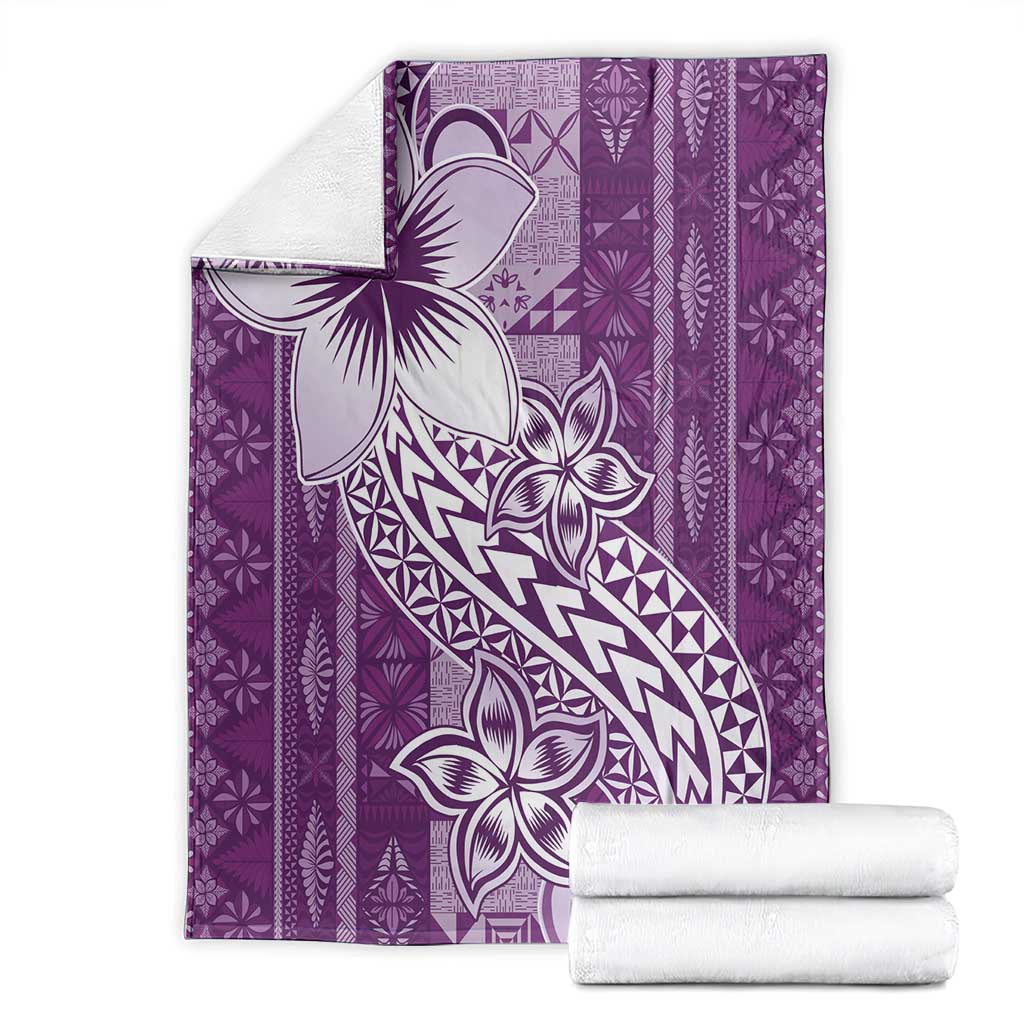 Tonga Kupesi Ngatu Blanket Vintage Purple Plumeria LT05 - Polynesian Pride