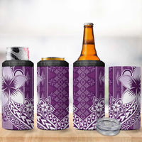 Tonga Kupesi Ngatu 4 in 1 Can Cooler Tumbler Vintage Purple Plumeria LT05 - Polynesian Pride