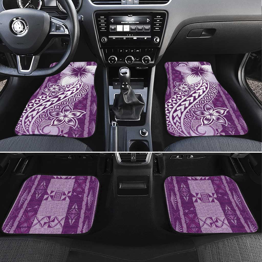 Tonga Kupesi Ngatu Car Mats Vintage Purple Plumeria LT05 Set 4pcs Purple - Polynesian Pride