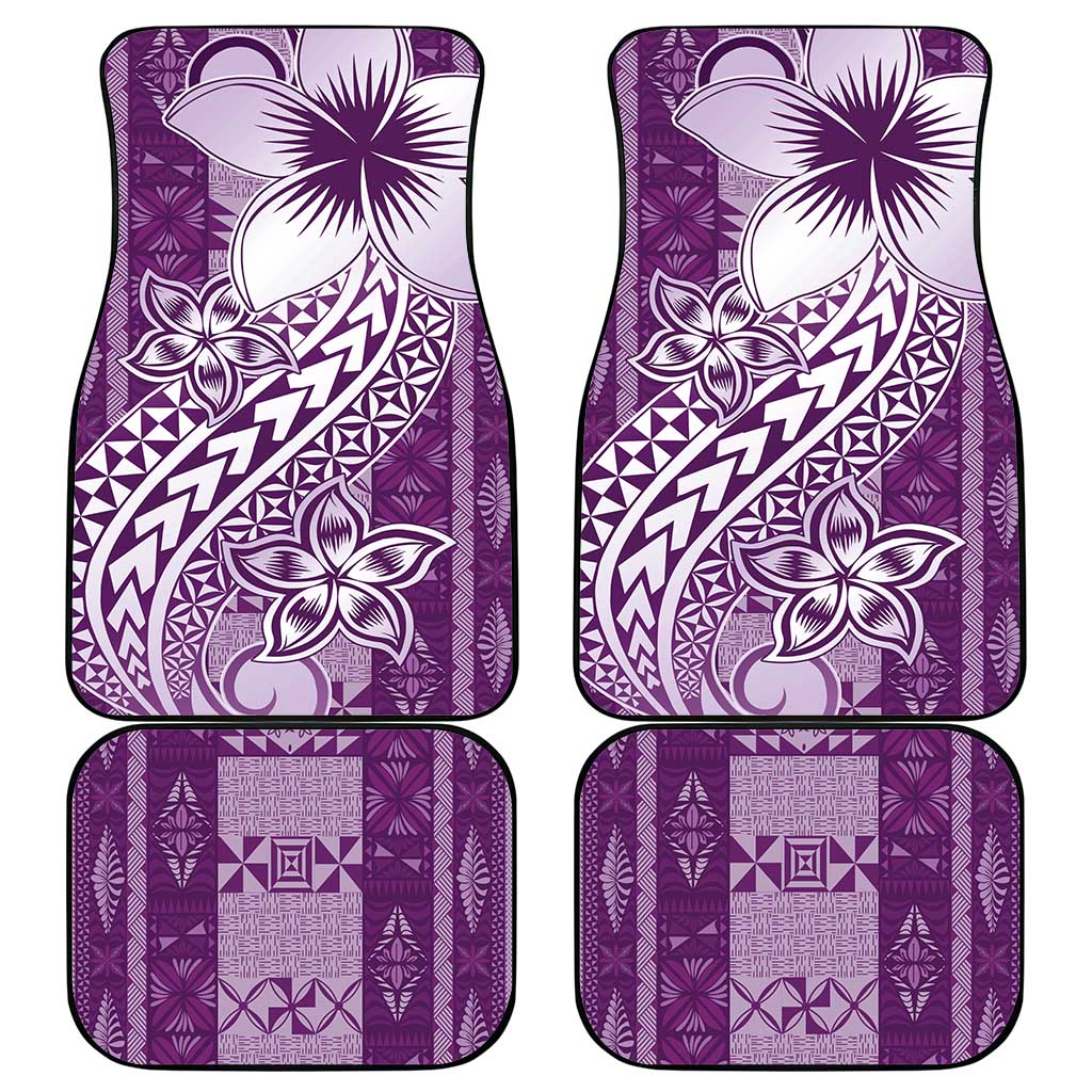 Tonga Kupesi Ngatu Car Mats Vintage Purple Plumeria LT05 - Polynesian Pride