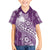 Tonga Kupesi Ngatu Family Matching Off The Shoulder Long Sleeve Dress and Hawaiian Shirt Vintage Purple Plumeria
