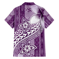 Tonga Kupesi Ngatu Family Matching Puletasi and Hawaiian Shirt Vintage Purple Plumeria