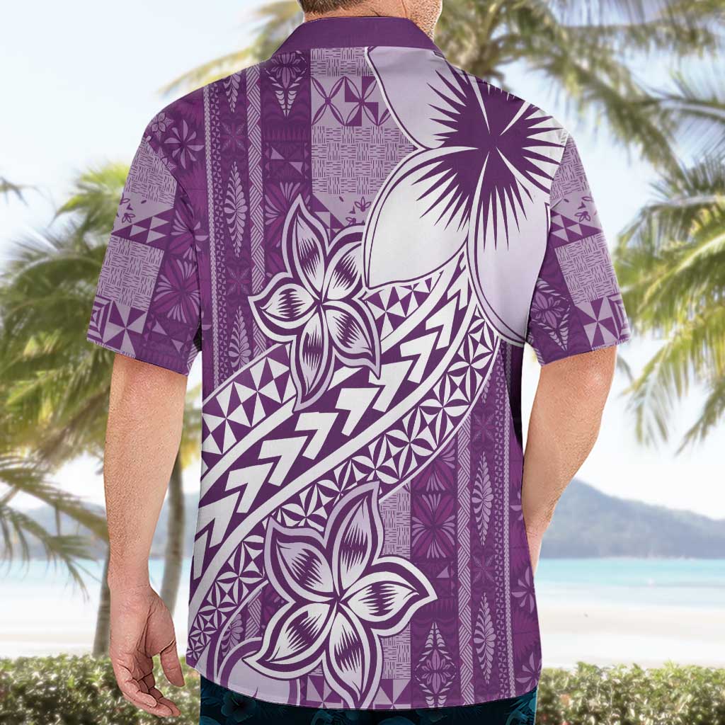 Tonga Kupesi Ngatu Hawaiian Shirt Vintage Purple Plumeria LT05 - Polynesian Pride