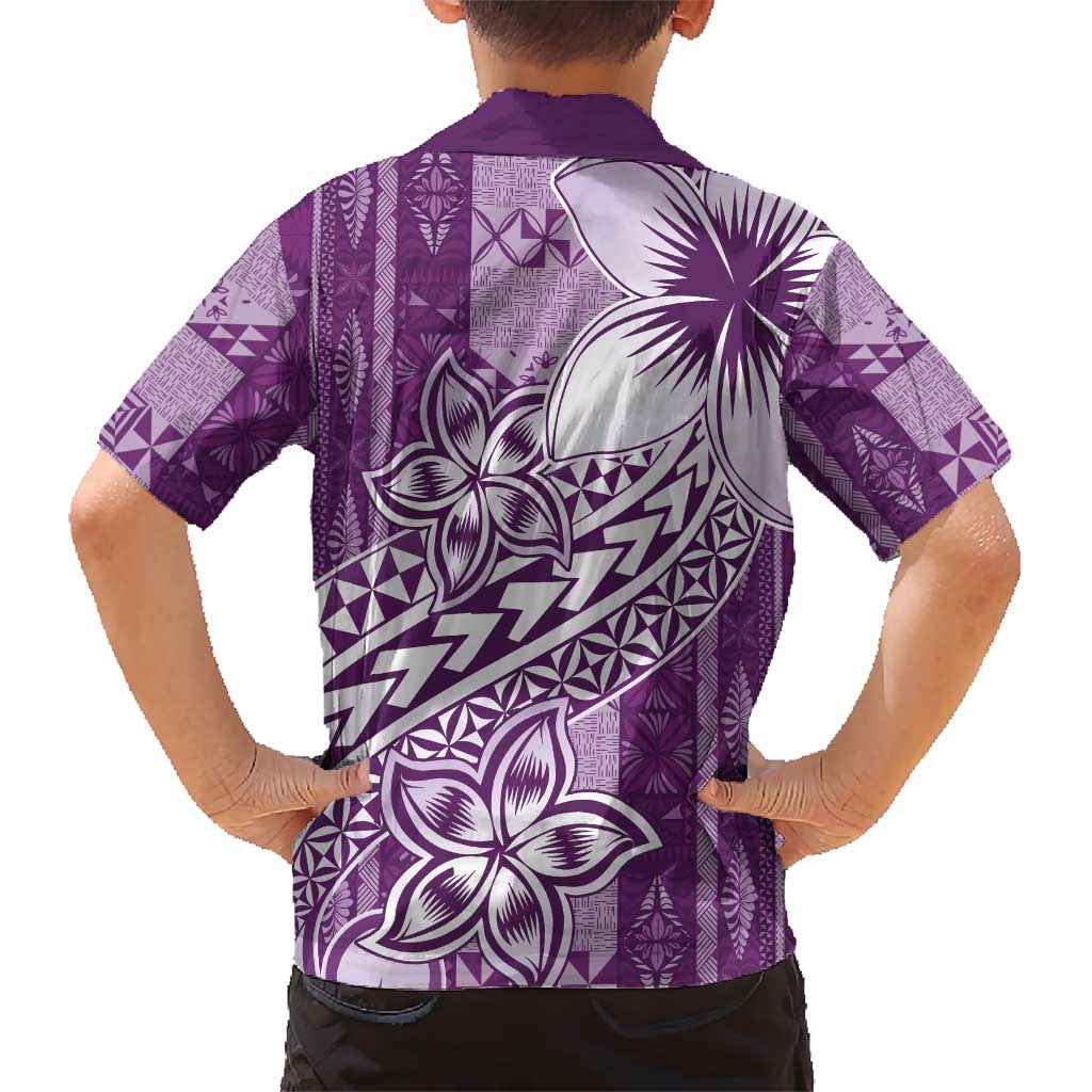 Tonga Kupesi Ngatu Hawaiian Shirt Vintage Purple Plumeria LT05 - Polynesian Pride