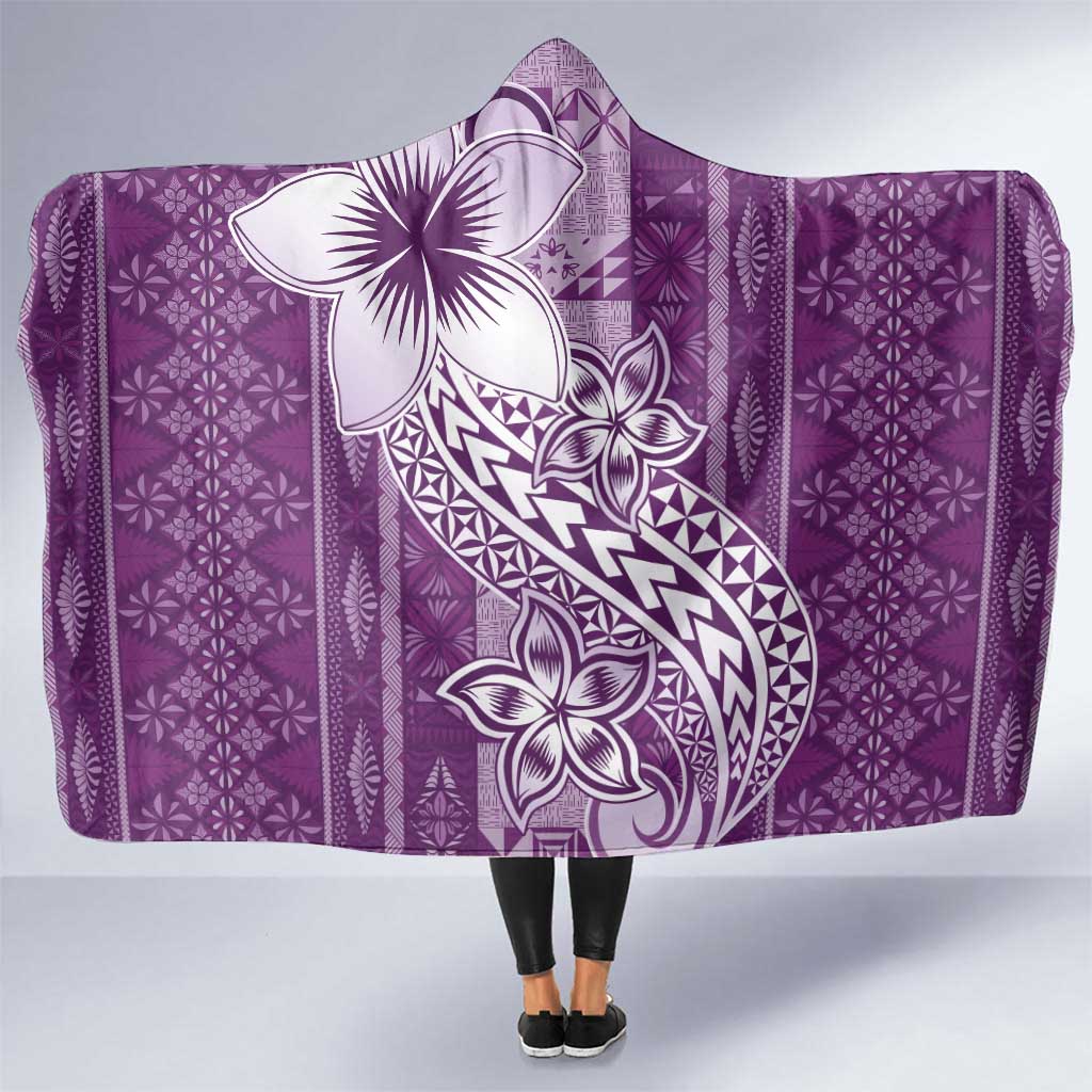 Tonga Kupesi Ngatu Hooded Blanket Vintage Purple Plumeria LT05 One Size Purple - Polynesian Pride